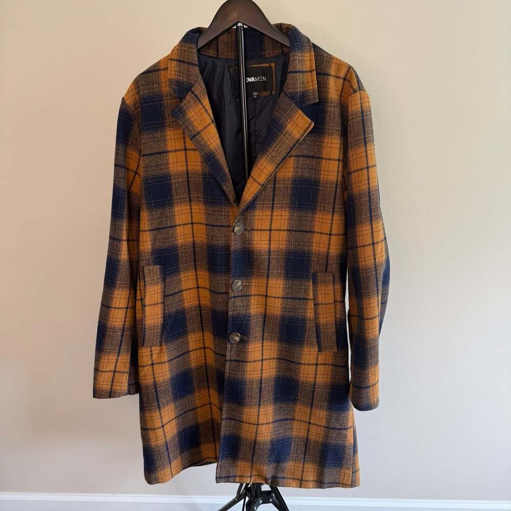 Novamen Smart Guy Overcoat Size XL Plaid Trench
